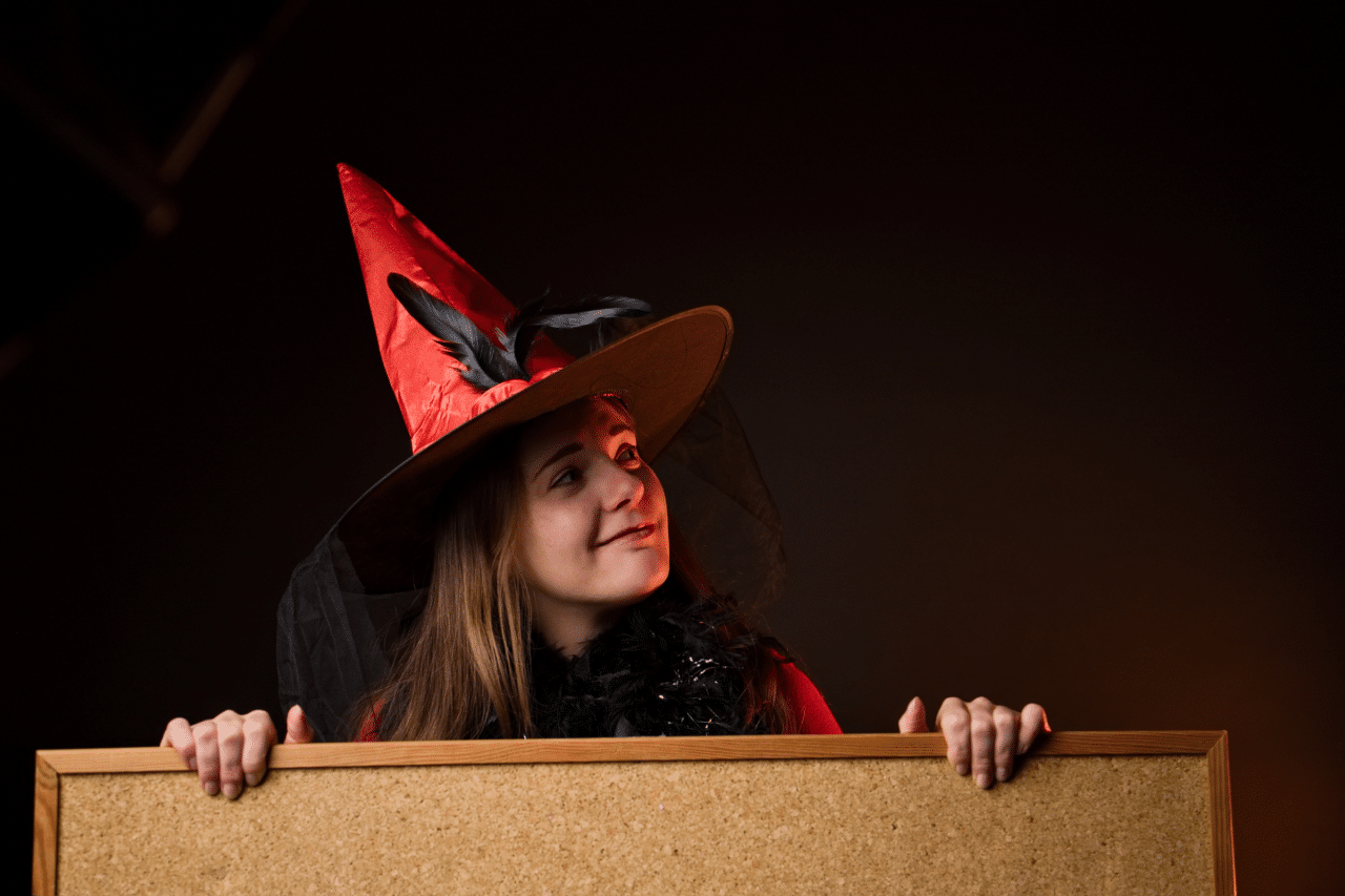 Our colleague Radka posed for our photo in her Halloween costume.