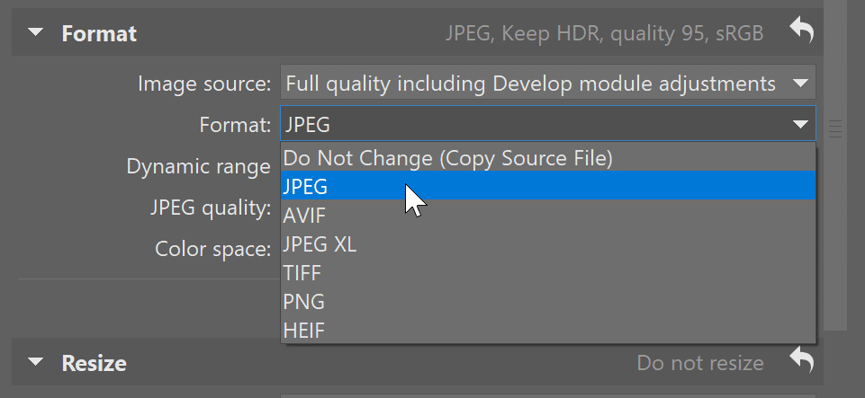 How To Change Photos Format: setting file format in Zoner Studio
